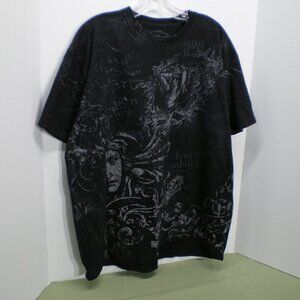Custom Vintage Rags Wash Black Short Sleeve Graphic Tee, Size XL